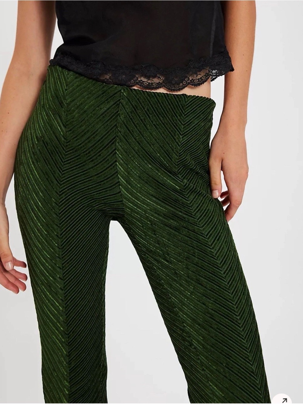 Free People Retro 70s Penny Pull-On Velvet Flare Pants Green Size M NWT